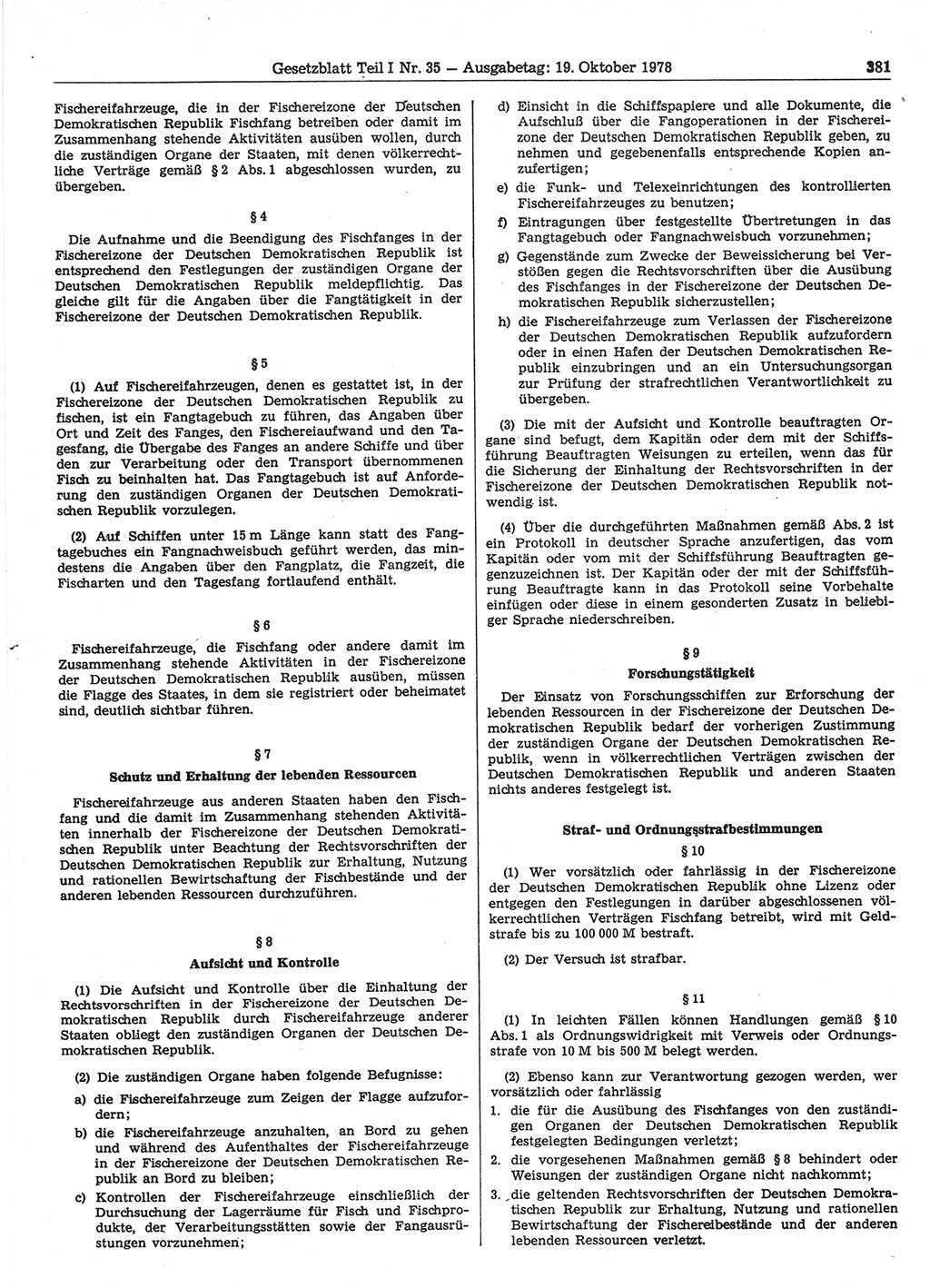 Gesetzblatt (GBl.) der Deutschen Demokratischen Republik (DDR) Teil Ⅰ 1978, Seite 381 (GBl. DDR Ⅰ 1978, S. 381)