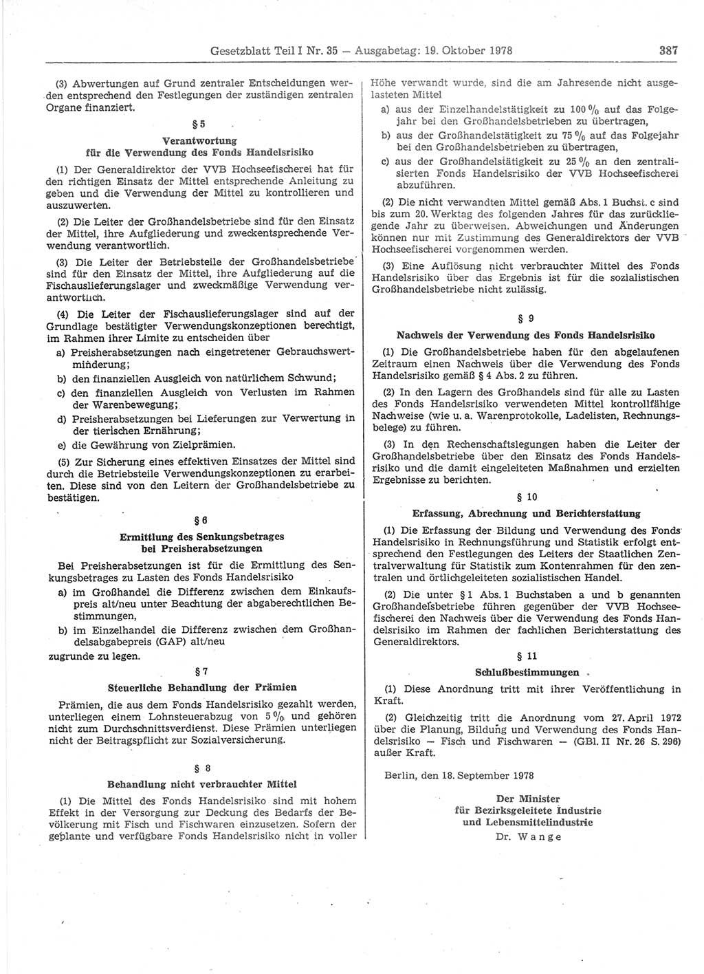 Gesetzblatt (GBl.) der Deutschen Demokratischen Republik (DDR) Teil Ⅰ 1978, Seite 387 (GBl. DDR Ⅰ 1978, S. 387)
