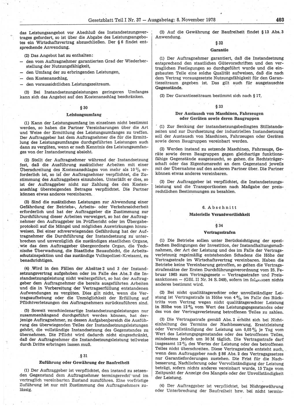 Gesetzblatt (GBl.) der Deutschen Demokratischen Republik (DDR) Teil Ⅰ 1978, Seite 403 (GBl. DDR Ⅰ 1978, S. 403)