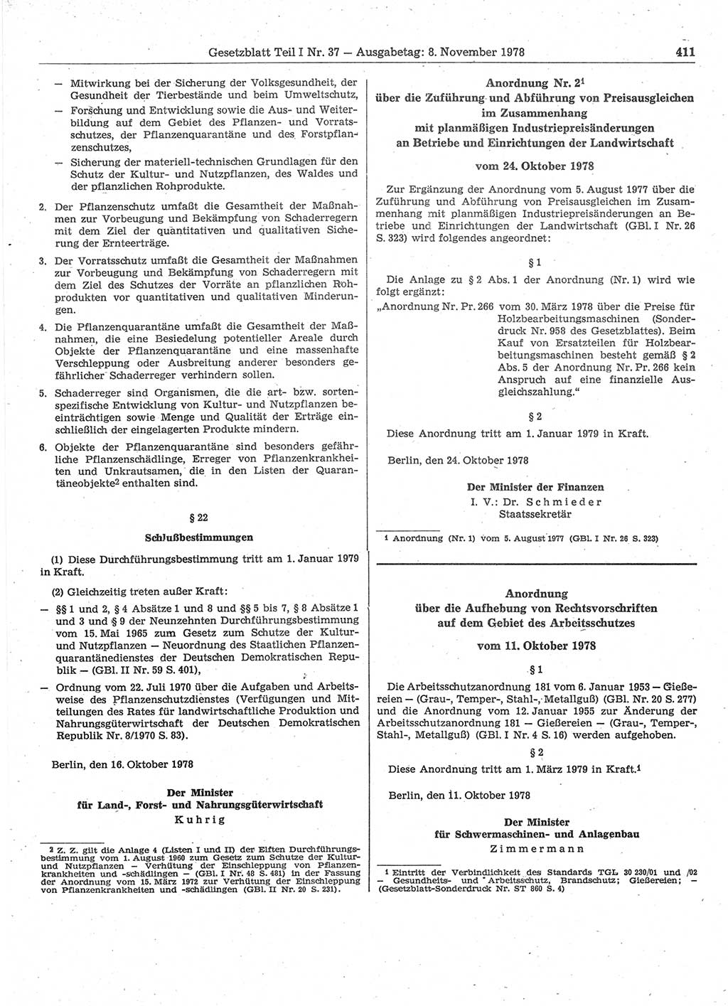 Gesetzblatt (GBl.) der Deutschen Demokratischen Republik (DDR) Teil Ⅰ 1978, Seite 411 (GBl. DDR Ⅰ 1978, S. 411)