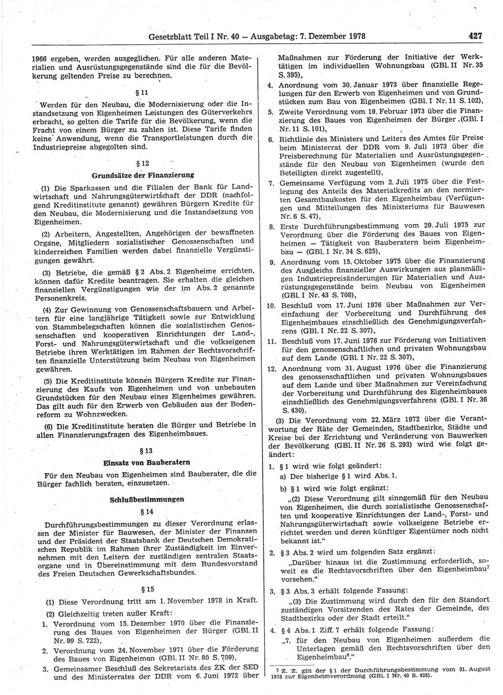 Gesetzblatt (GBl.) der Deutschen Demokratischen Republik (DDR) Teil Ⅰ 1978, Seite 427 (GBl. DDR Ⅰ 1978, S. 427)