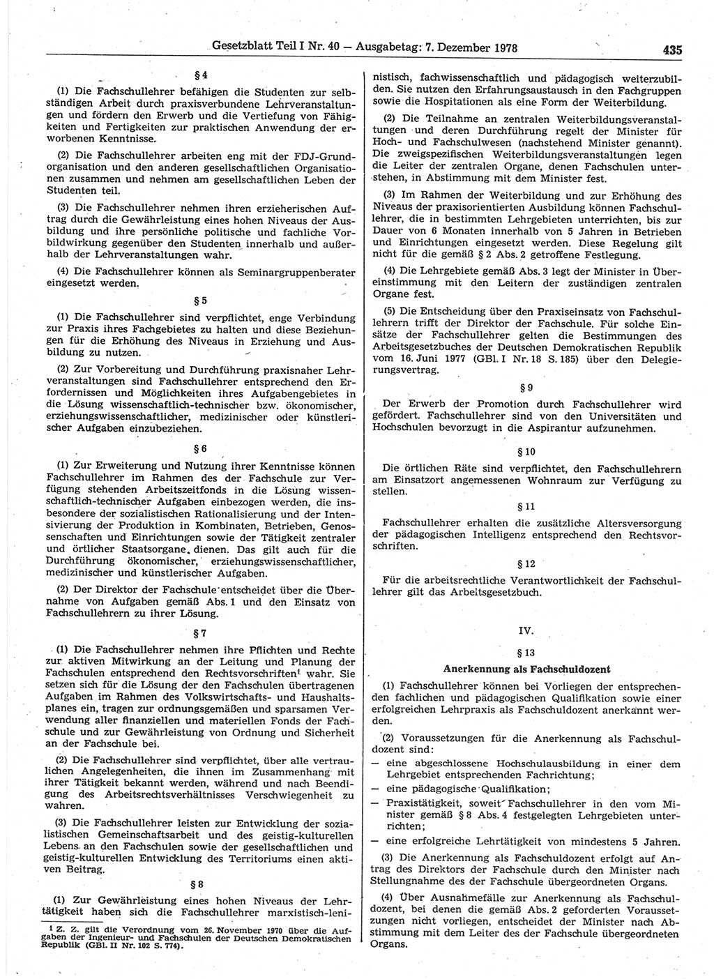Gesetzblatt (GBl.) der Deutschen Demokratischen Republik (DDR) Teil Ⅰ 1978, Seite 435 (GBl. DDR Ⅰ 1978, S. 435)