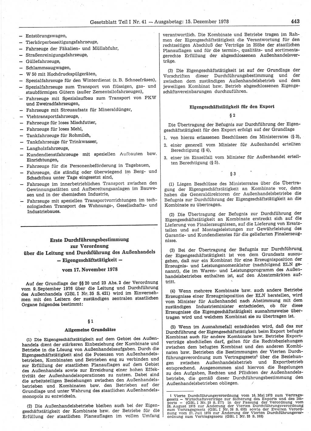 Gesetzblatt (GBl.) der Deutschen Demokratischen Republik (DDR) Teil Ⅰ 1978, Seite 443 (GBl. DDR Ⅰ 1978, S. 443)