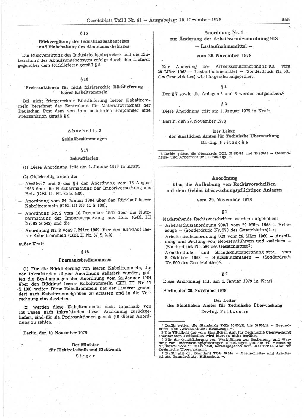 Gesetzblatt (GBl.) der Deutschen Demokratischen Republik (DDR) Teil Ⅰ 1978, Seite 455 (GBl. DDR Ⅰ 1978, S. 455)