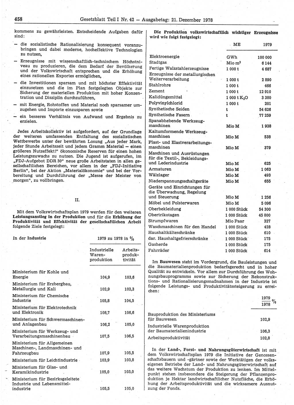 Gesetzblatt (GBl.) der Deutschen Demokratischen Republik (DDR) Teil Ⅰ 1978, Seite 458 (GBl. DDR Ⅰ 1978, S. 458)