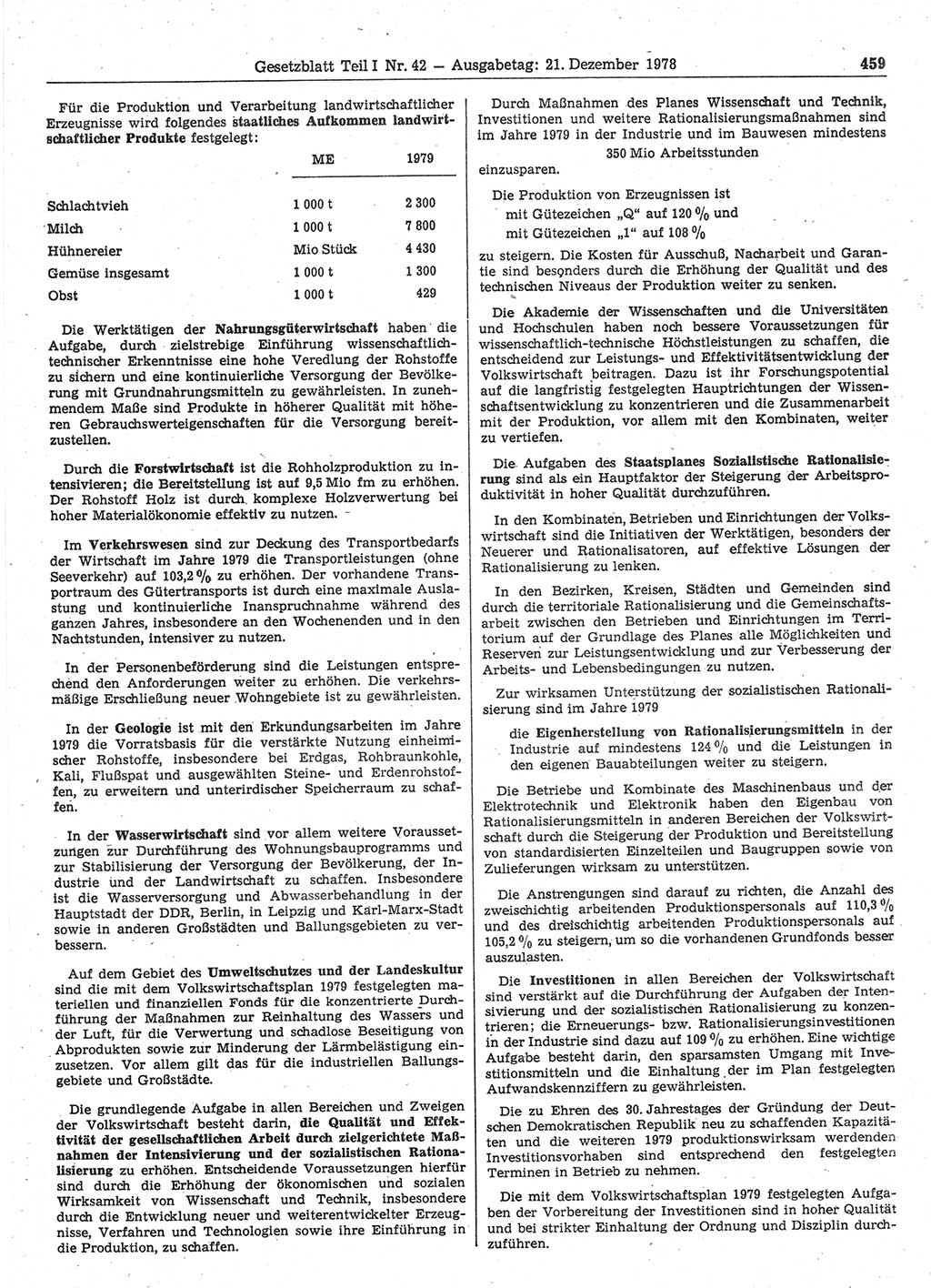 Gesetzblatt (GBl.) der Deutschen Demokratischen Republik (DDR) Teil Ⅰ 1978, Seite 459 (GBl. DDR Ⅰ 1978, S. 459)