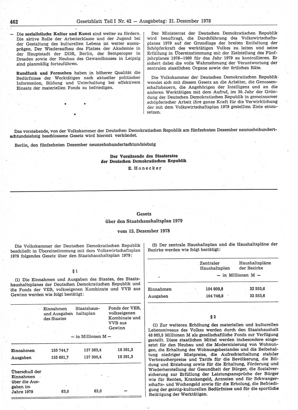 Gesetzblatt (GBl.) der Deutschen Demokratischen Republik (DDR) Teil Ⅰ 1978, Seite 462 (GBl. DDR Ⅰ 1978, S. 462)