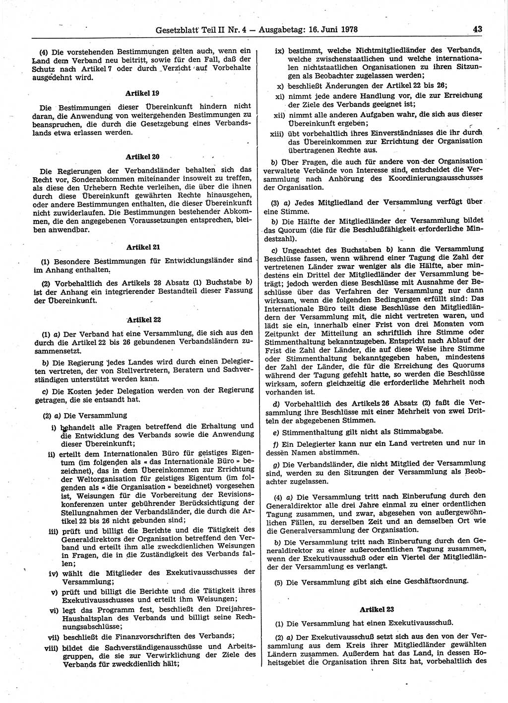 Gesetzblatt (GBl.) der Deutschen Demokratischen Republik (DDR) Teil ⅠⅠ 1978, Seite 43 (GBl. DDR ⅠⅠ 1978, S. 43)