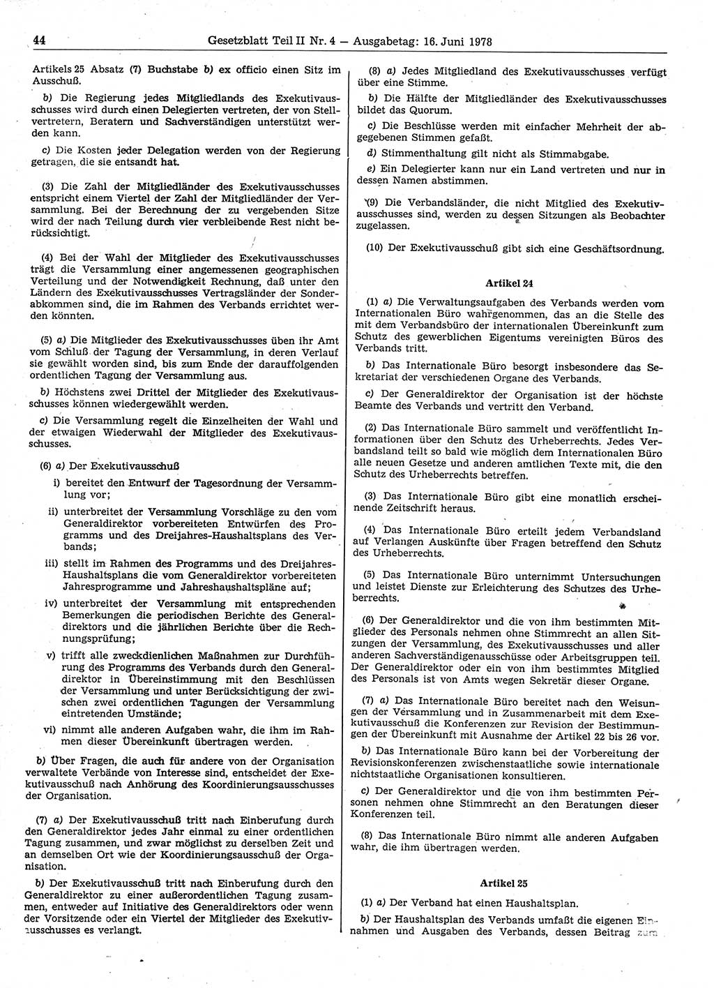 Gesetzblatt (GBl.) der Deutschen Demokratischen Republik (DDR) Teil ⅠⅠ 1978, Seite 44 (GBl. DDR ⅠⅠ 1978, S. 44)