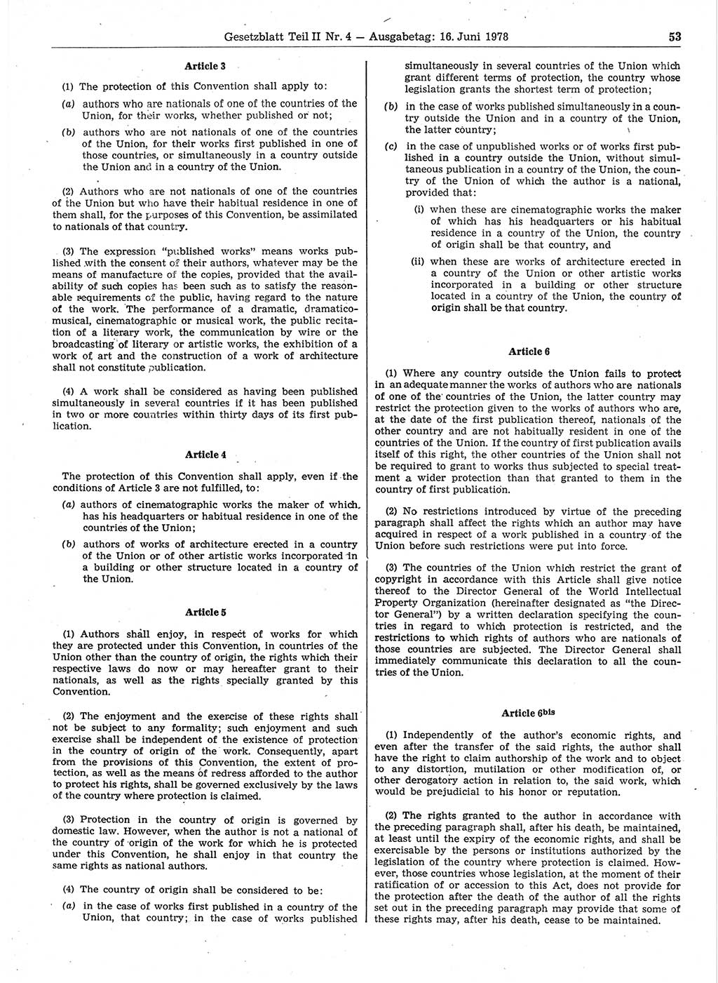 Gesetzblatt (GBl.) der Deutschen Demokratischen Republik (DDR) Teil ⅠⅠ 1978, Seite 53 (GBl. DDR ⅠⅠ 1978, S. 53)
