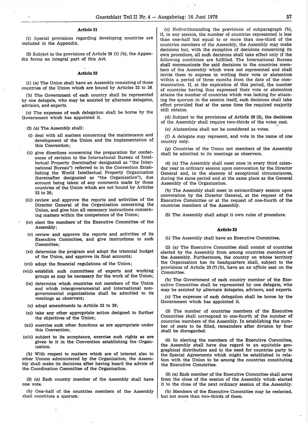 Gesetzblatt (GBl.) der Deutschen Demokratischen Republik (DDR) Teil ⅠⅠ 1978, Seite 57 (GBl. DDR ⅠⅠ 1978, S. 57)