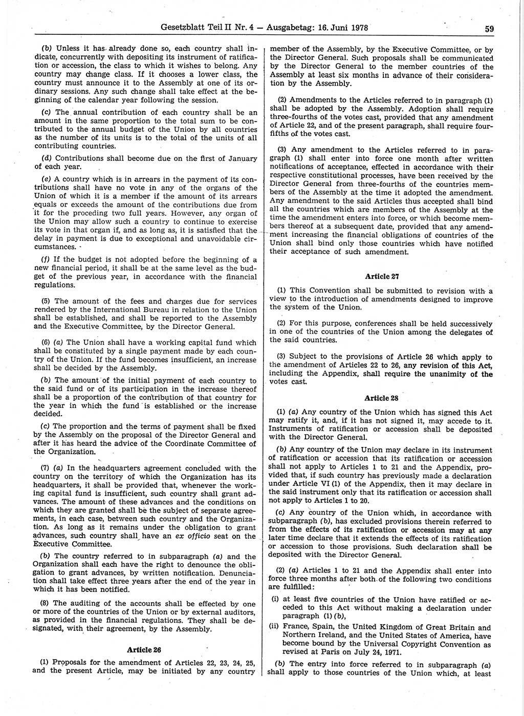 Gesetzblatt (GBl.) der Deutschen Demokratischen Republik (DDR) Teil ⅠⅠ 1978, Seite 59 (GBl. DDR ⅠⅠ 1978, S. 59)