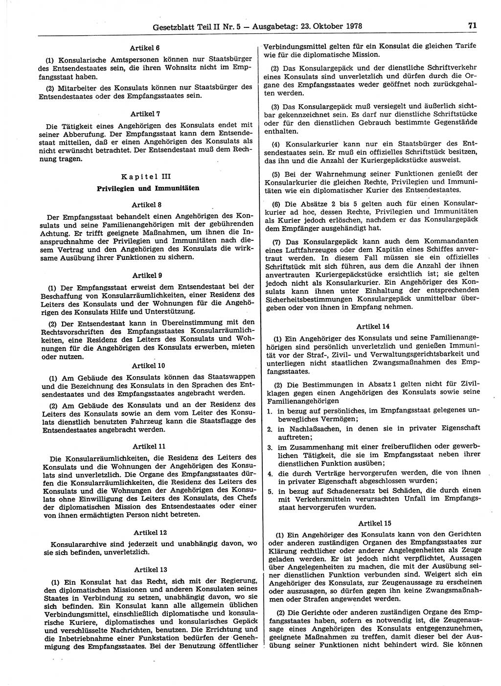 Gesetzblatt (GBl.) der Deutschen Demokratischen Republik (DDR) Teil ⅠⅠ 1978, Seite 71 (GBl. DDR ⅠⅠ 1978, S. 71)