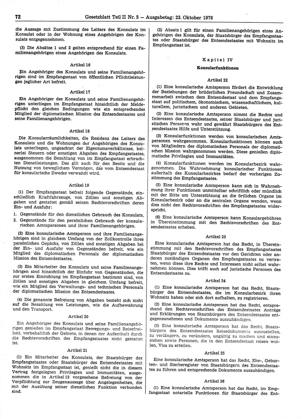 Gesetzblatt (GBl.) der Deutschen Demokratischen Republik (DDR) Teil ⅠⅠ 1978, Seite 72 (GBl. DDR ⅠⅠ 1978, S. 72)