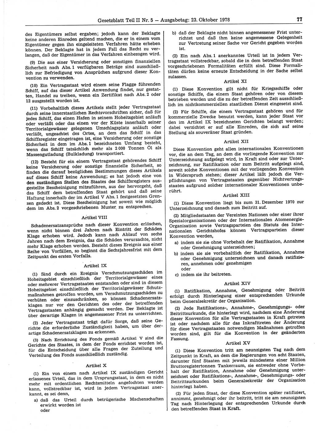 Gesetzblatt (GBl.) der Deutschen Demokratischen Republik (DDR) Teil ⅠⅠ 1978, Seite 77 (GBl. DDR ⅠⅠ 1978, S. 77)