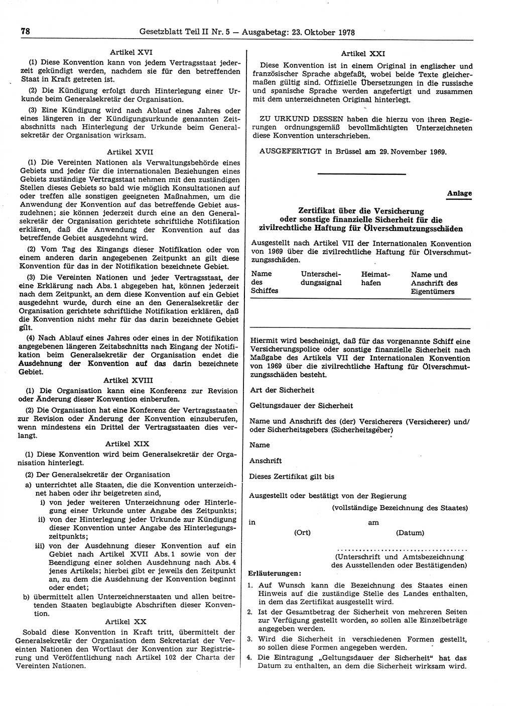 Gesetzblatt (GBl.) der Deutschen Demokratischen Republik (DDR) Teil ⅠⅠ 1978, Seite 78 (GBl. DDR ⅠⅠ 1978, S. 78)