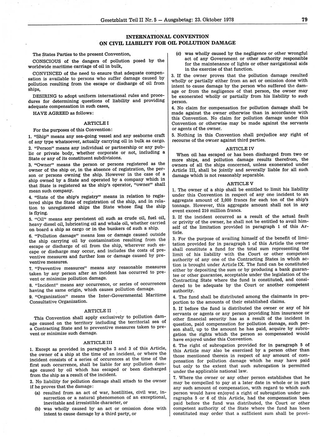 Gesetzblatt (GBl.) der Deutschen Demokratischen Republik (DDR) Teil ⅠⅠ 1978, Seite 79 (GBl. DDR ⅠⅠ 1978, S. 79)