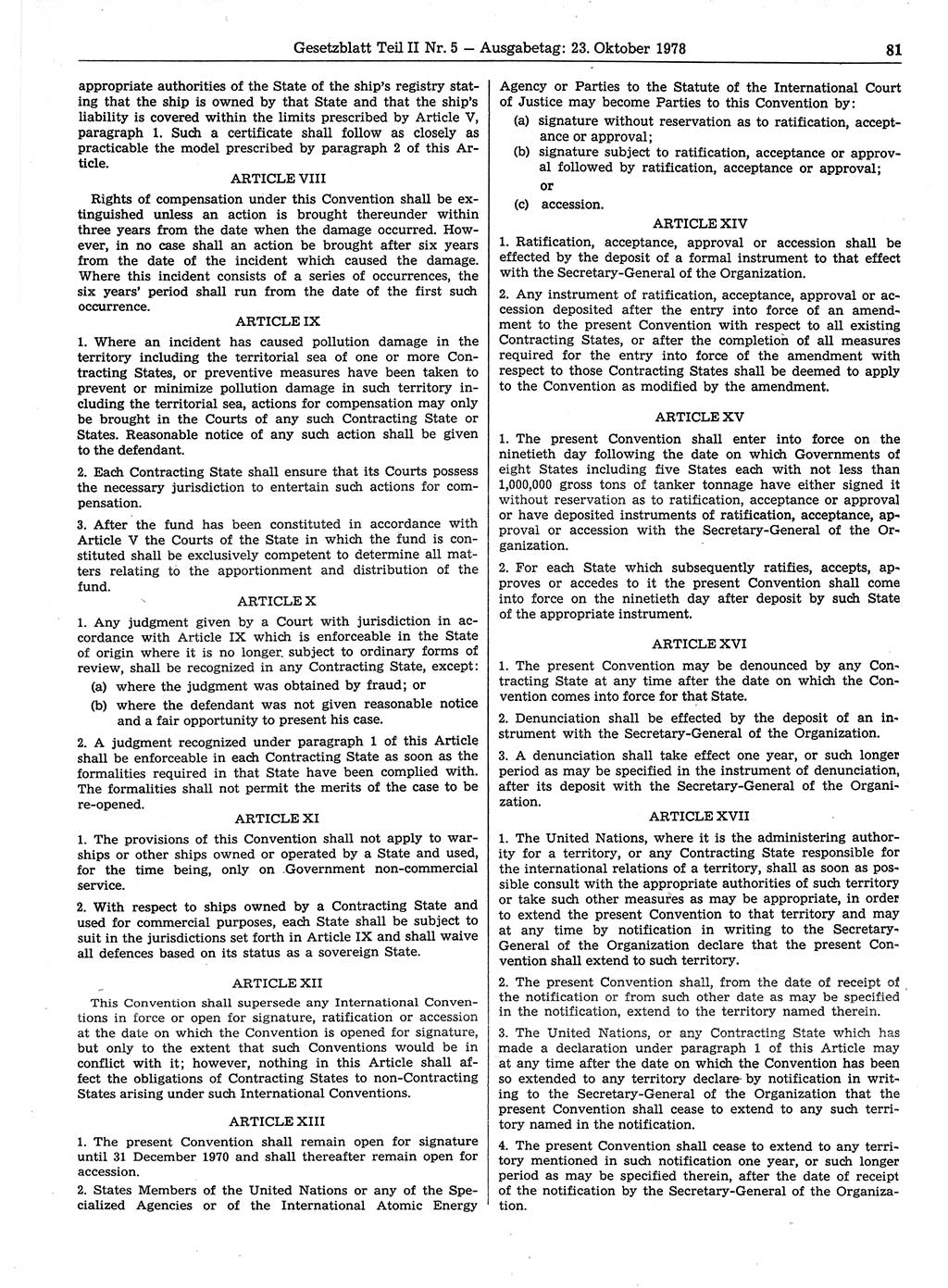 Gesetzblatt (GBl.) der Deutschen Demokratischen Republik (DDR) Teil ⅠⅠ 1978, Seite 81 (GBl. DDR ⅠⅠ 1978, S. 81)