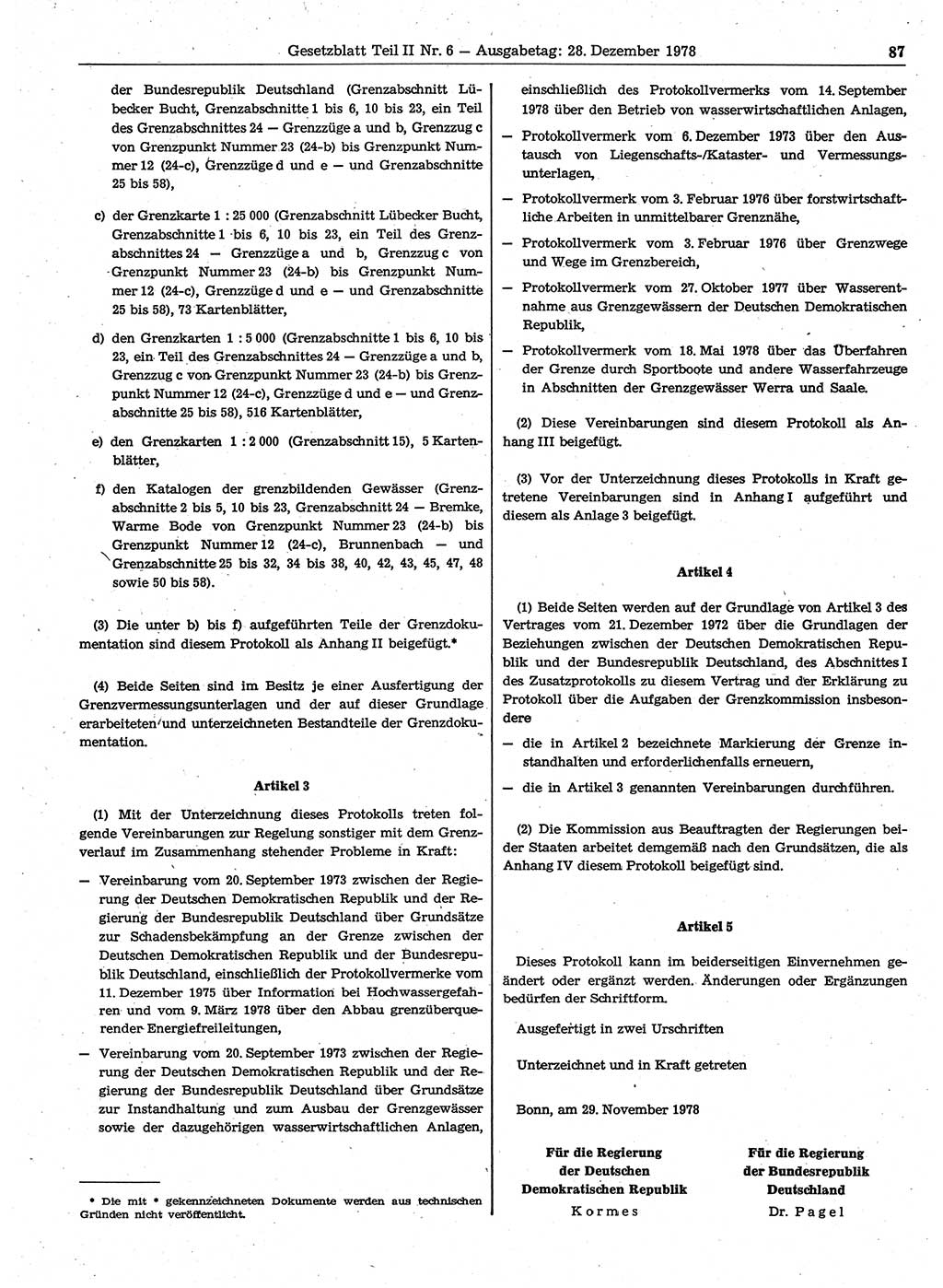 Gesetzblatt (GBl.) der Deutschen Demokratischen Republik (DDR) Teil ⅠⅠ 1978, Seite 87 (GBl. DDR ⅠⅠ 1978, S. 87)