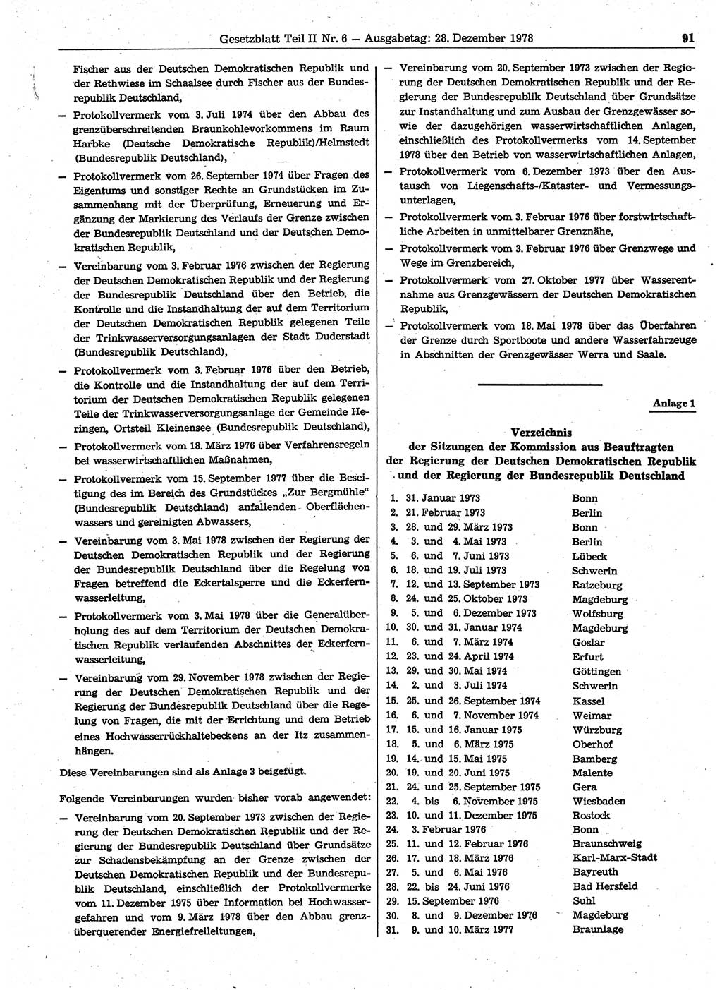 Gesetzblatt (GBl.) der Deutschen Demokratischen Republik (DDR) Teil ⅠⅠ 1978, Seite 91 (GBl. DDR ⅠⅠ 1978, S. 91)