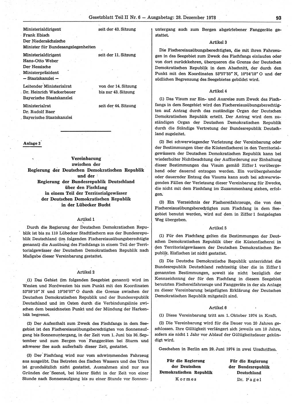 Gesetzblatt (GBl.) der Deutschen Demokratischen Republik (DDR) Teil ⅠⅠ 1978, Seite 93 (GBl. DDR ⅠⅠ 1978, S. 93)