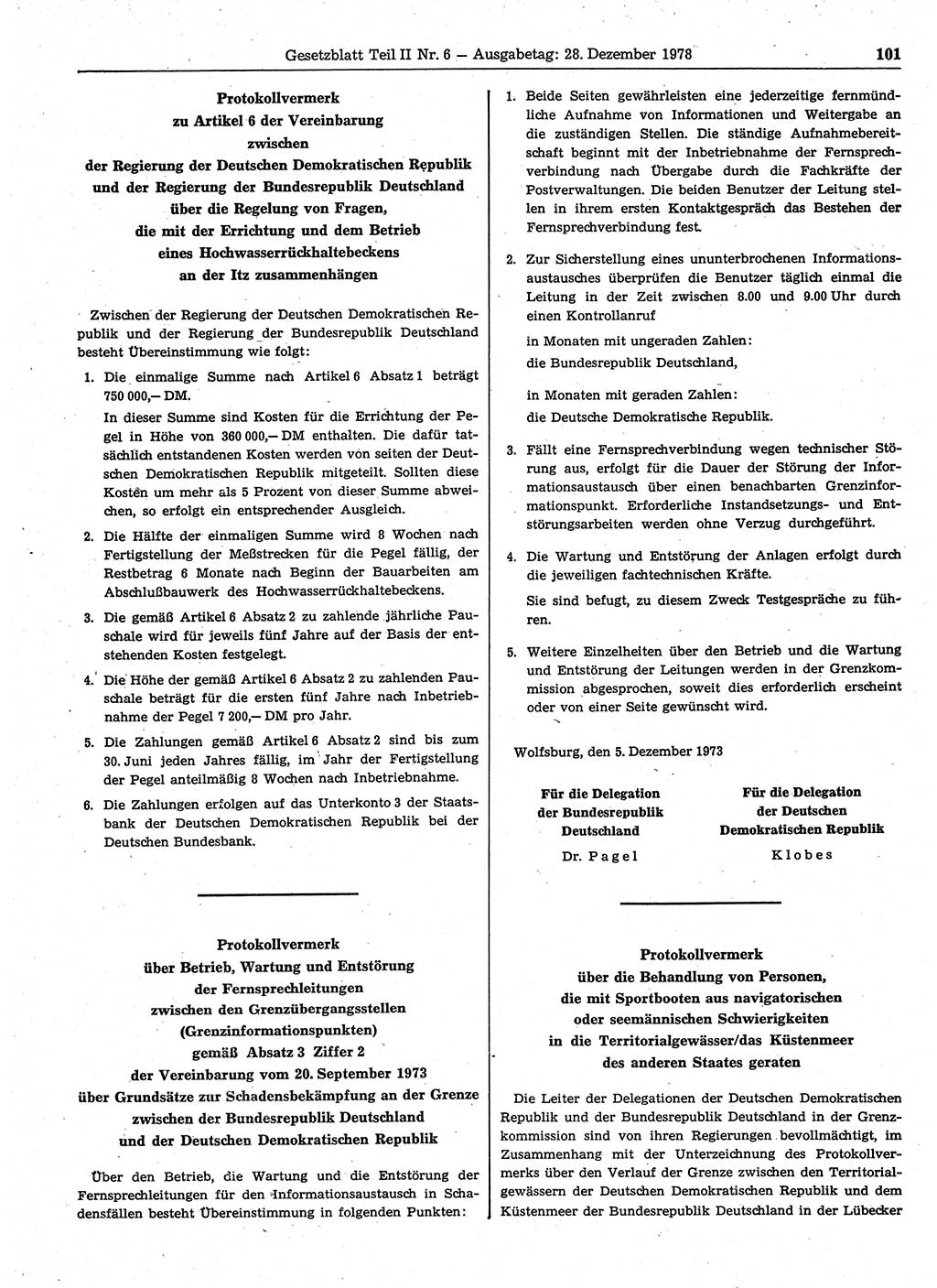 Gesetzblatt (GBl.) der Deutschen Demokratischen Republik (DDR) Teil ⅠⅠ 1978, Seite 101 (GBl. DDR ⅠⅠ 1978, S. 101)