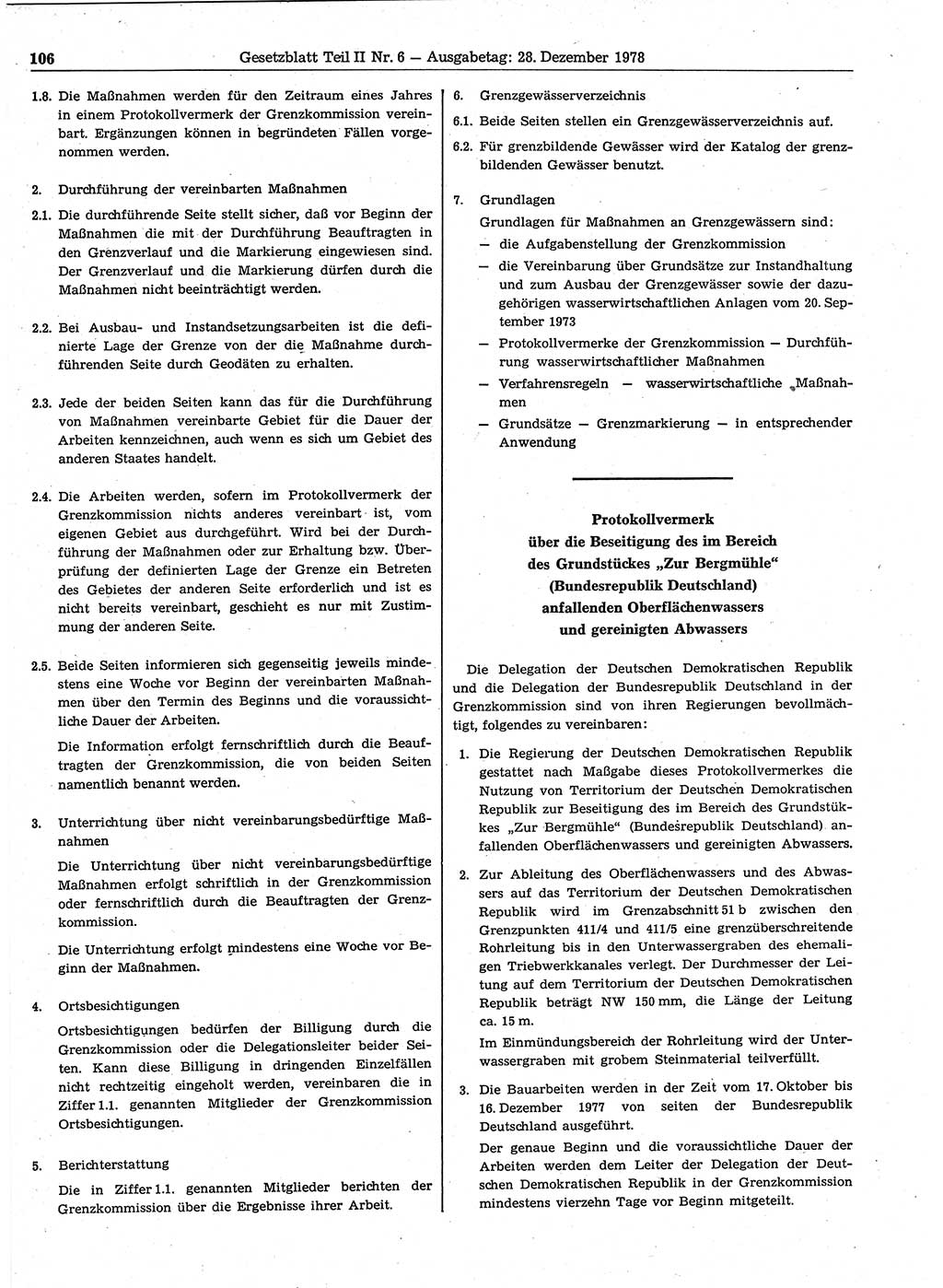 Gesetzblatt (GBl.) der Deutschen Demokratischen Republik (DDR) Teil ⅠⅠ 1978, Seite 106 (GBl. DDR ⅠⅠ 1978, S. 106)