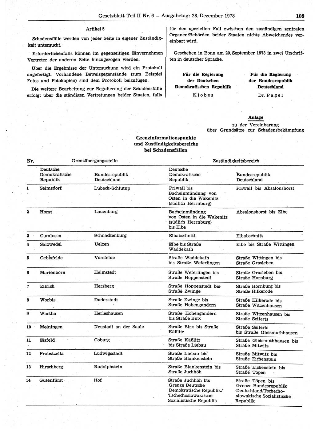 Gesetzblatt (GBl.) der Deutschen Demokratischen Republik (DDR) Teil ⅠⅠ 1978, Seite 109 (GBl. DDR ⅠⅠ 1978, S. 109)