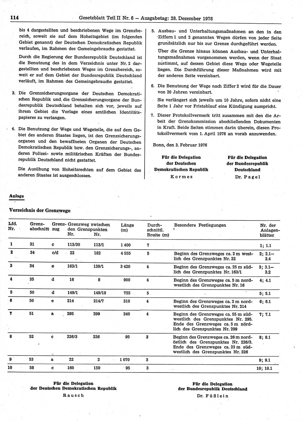 Gesetzblatt (GBl.) der Deutschen Demokratischen Republik (DDR) Teil ⅠⅠ 1978, Seite 114 (GBl. DDR ⅠⅠ 1978, S. 114)