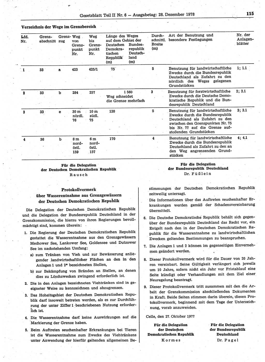 Gesetzblatt (GBl.) der Deutschen Demokratischen Republik (DDR) Teil ⅠⅠ 1978, Seite 115 (GBl. DDR ⅠⅠ 1978, S. 115)