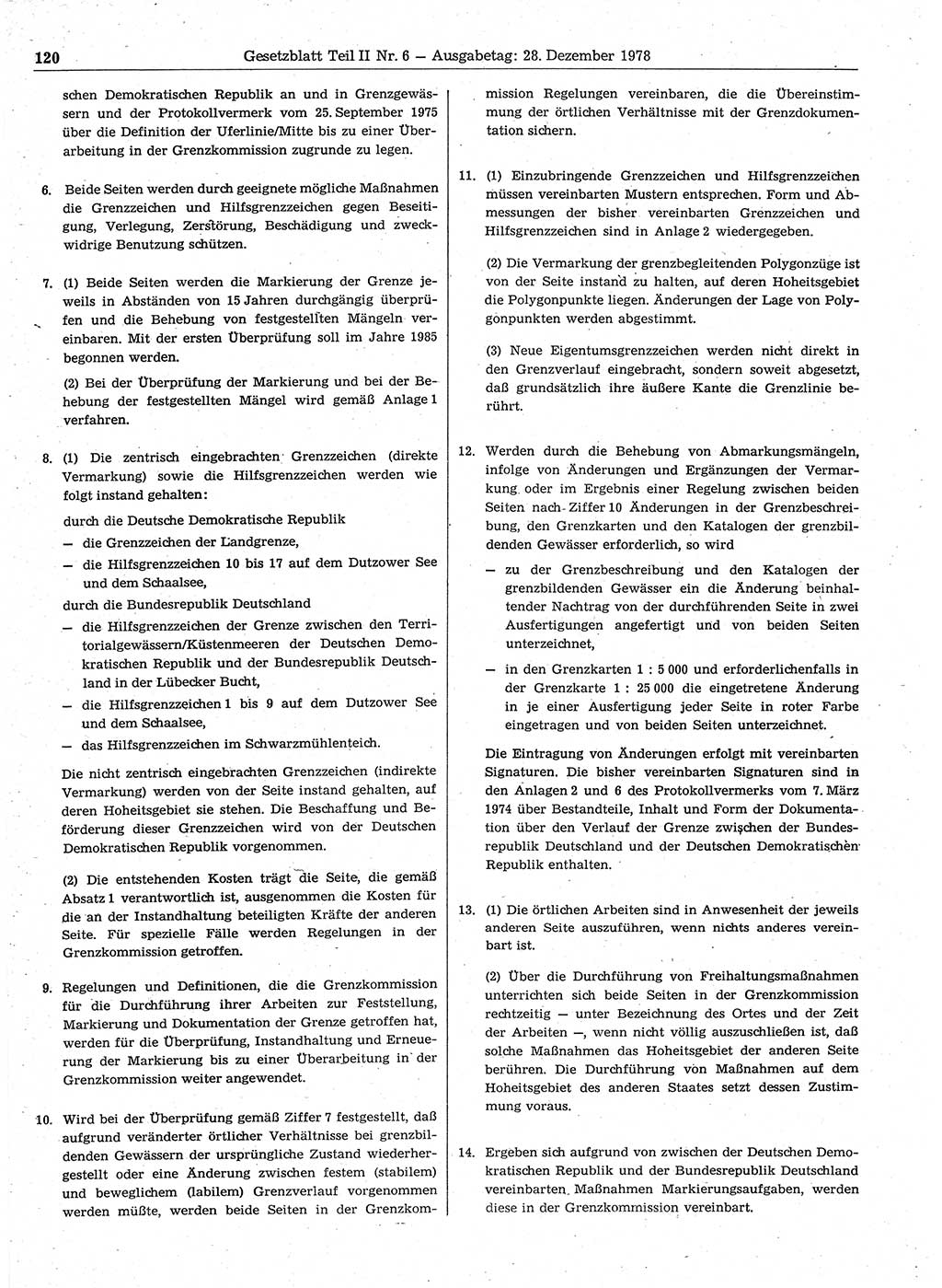 Gesetzblatt (GBl.) der Deutschen Demokratischen Republik (DDR) Teil ⅠⅠ 1978, Seite 120 (GBl. DDR ⅠⅠ 1978, S. 120)