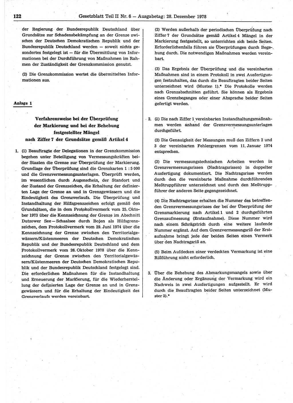 Gesetzblatt (GBl.) der Deutschen Demokratischen Republik (DDR) Teil ⅠⅠ 1978, Seite 122 (GBl. DDR ⅠⅠ 1978, S. 122)