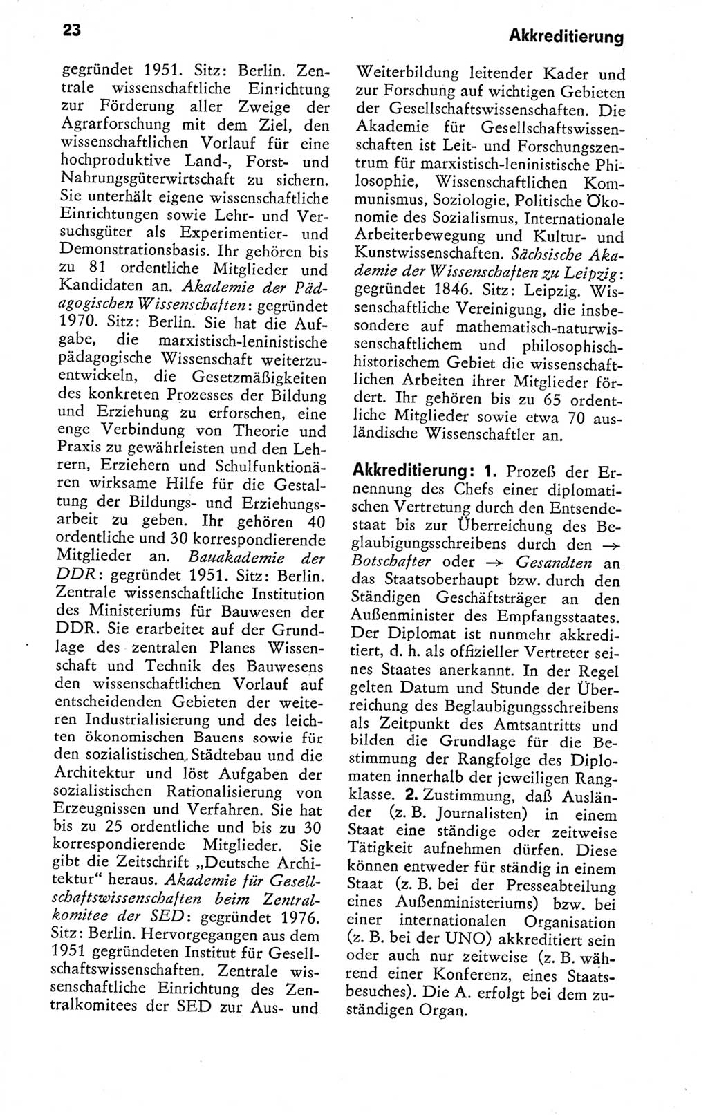 Kleines politisches Wörterbuch [Deutsche Demokratische Republik (DDR)] 1978, Seite 23 (Kl. pol. Wb. DDR 1978, S. 23)