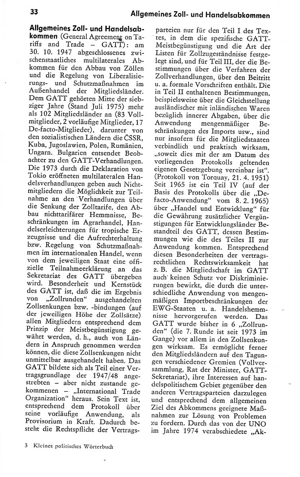 Kleines politisches Wörterbuch [Deutsche Demokratische Republik (DDR)] 1978, Seite 33 (Kl. pol. Wb. DDR 1978, S. 33)