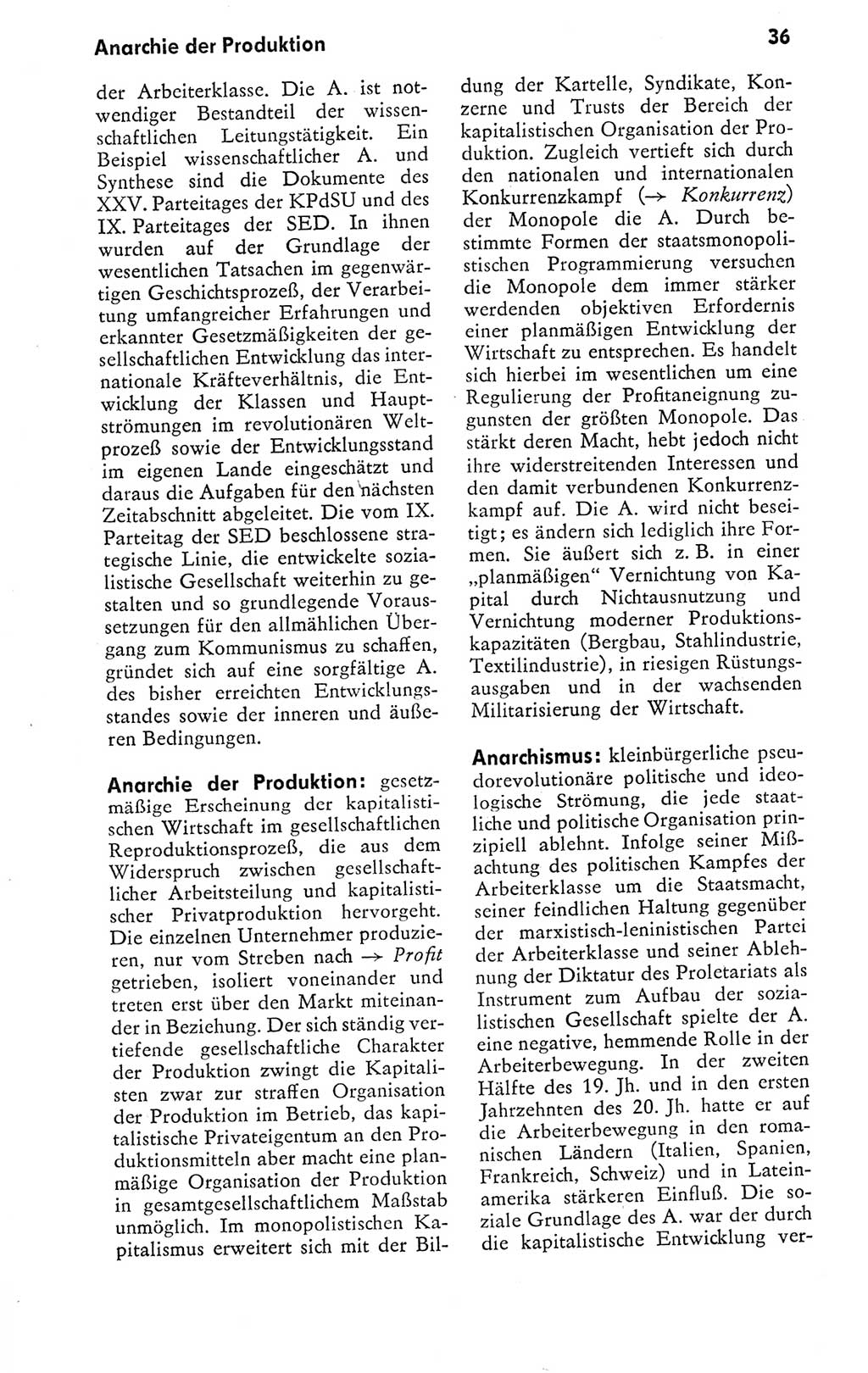Kleines politisches Wörterbuch [Deutsche Demokratische Republik (DDR)] 1978, Seite 36 (Kl. pol. Wb. DDR 1978, S. 36)