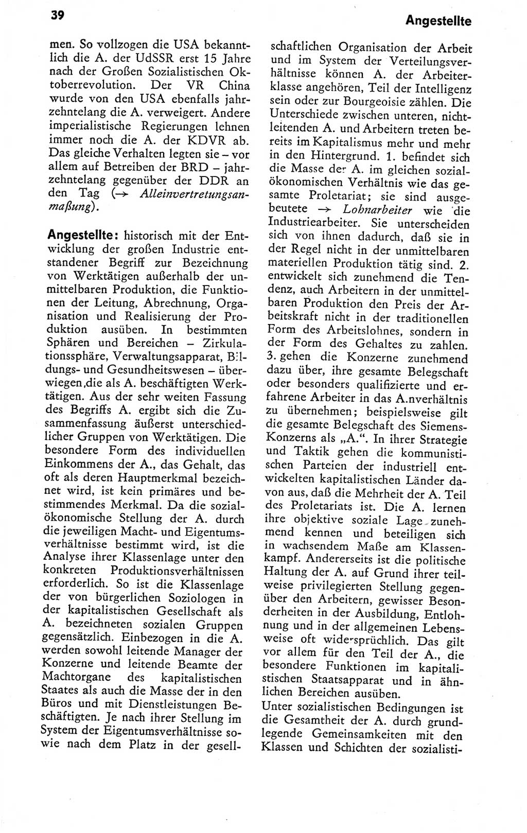 Kleines politisches Wörterbuch [Deutsche Demokratische Republik (DDR)] 1978, Seite 39 (Kl. pol. Wb. DDR 1978, S. 39)