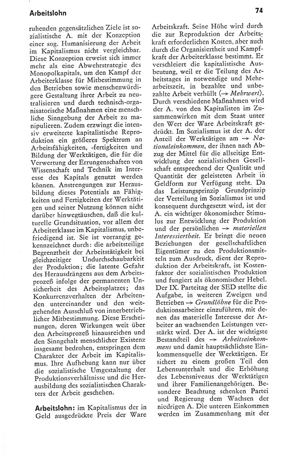 Kleines politisches Wörterbuch [Deutsche Demokratische Republik (DDR)] 1978, Seite 74 (Kl. pol. Wb. DDR 1978, S. 74)