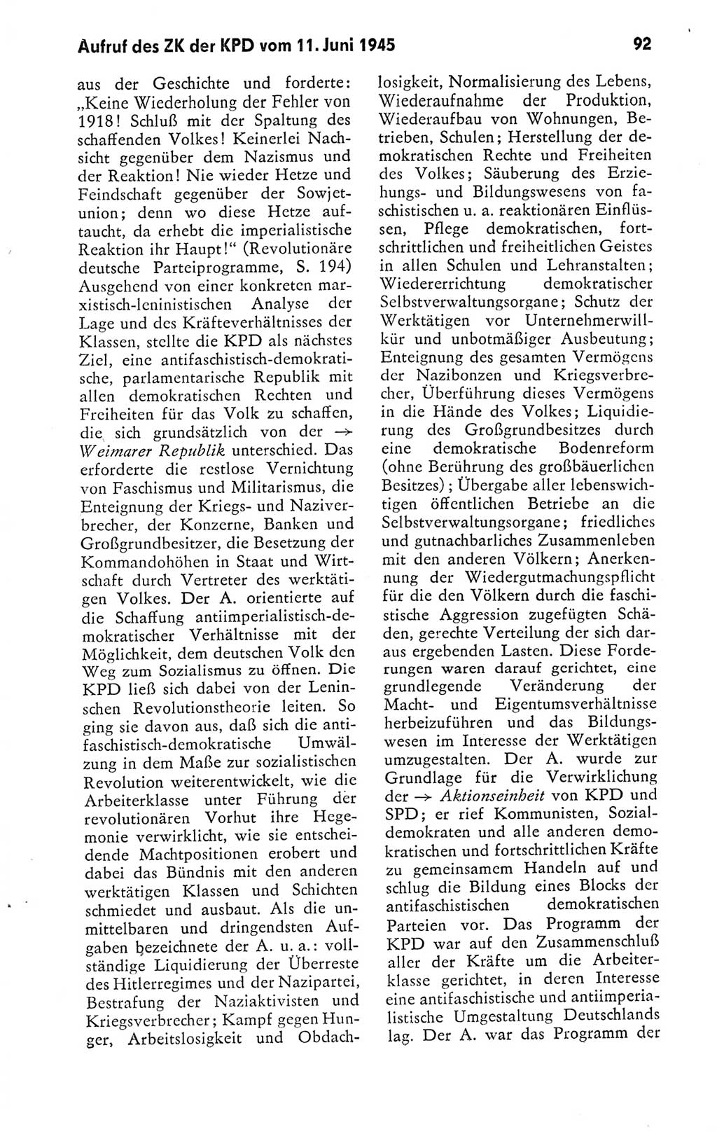 Kleines politisches Wörterbuch [Deutsche Demokratische Republik (DDR)] 1978, Seite 92 (Kl. pol. Wb. DDR 1978, S. 92)