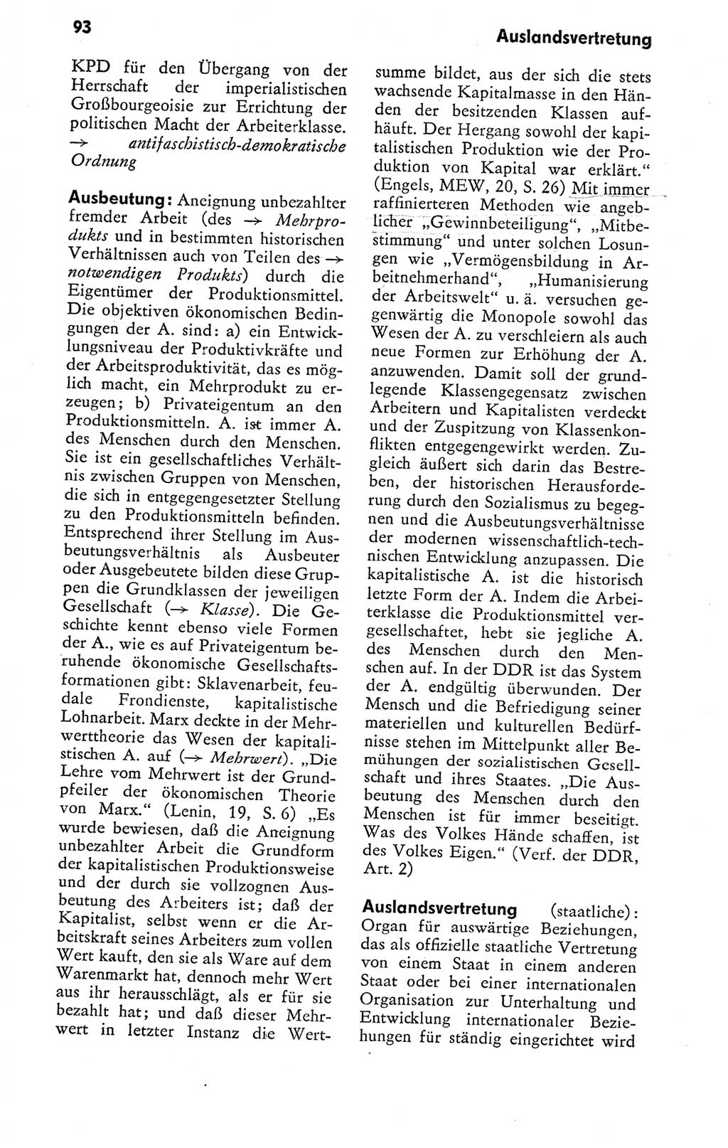 Kleines politisches Wörterbuch [Deutsche Demokratische Republik (DDR)] 1978, Seite 93 (Kl. pol. Wb. DDR 1978, S. 93)