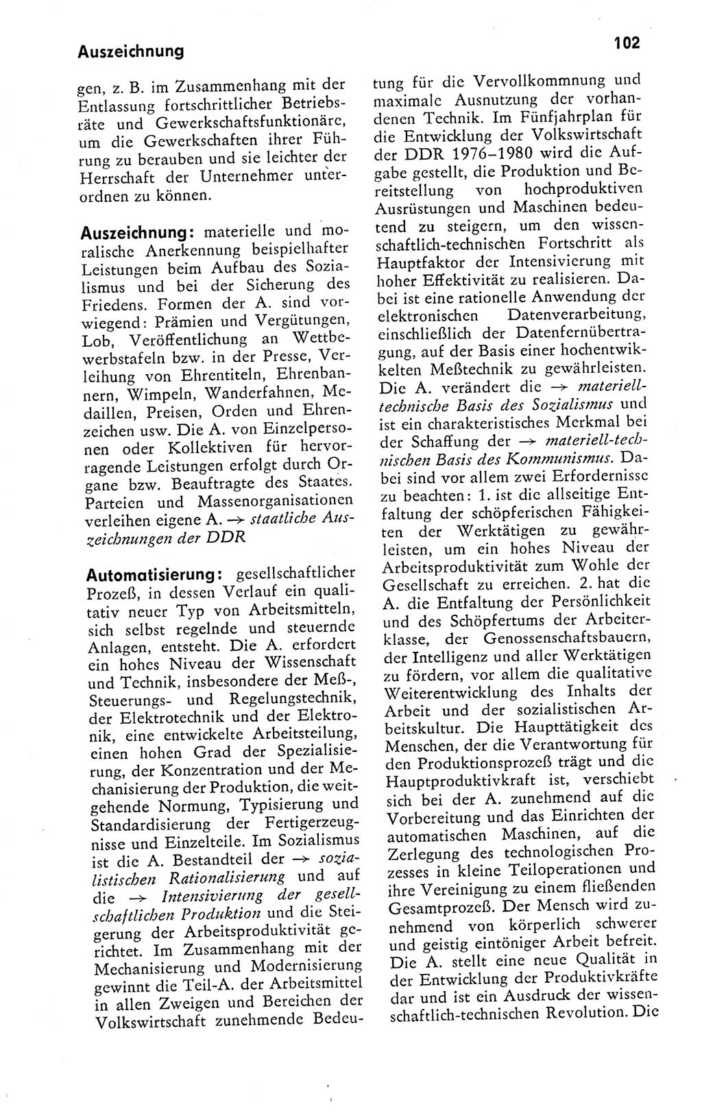 Kleines politisches Wörterbuch [Deutsche Demokratische Republik (DDR)] 1978, Seite 102 (Kl. pol. Wb. DDR 1978, S. 102)