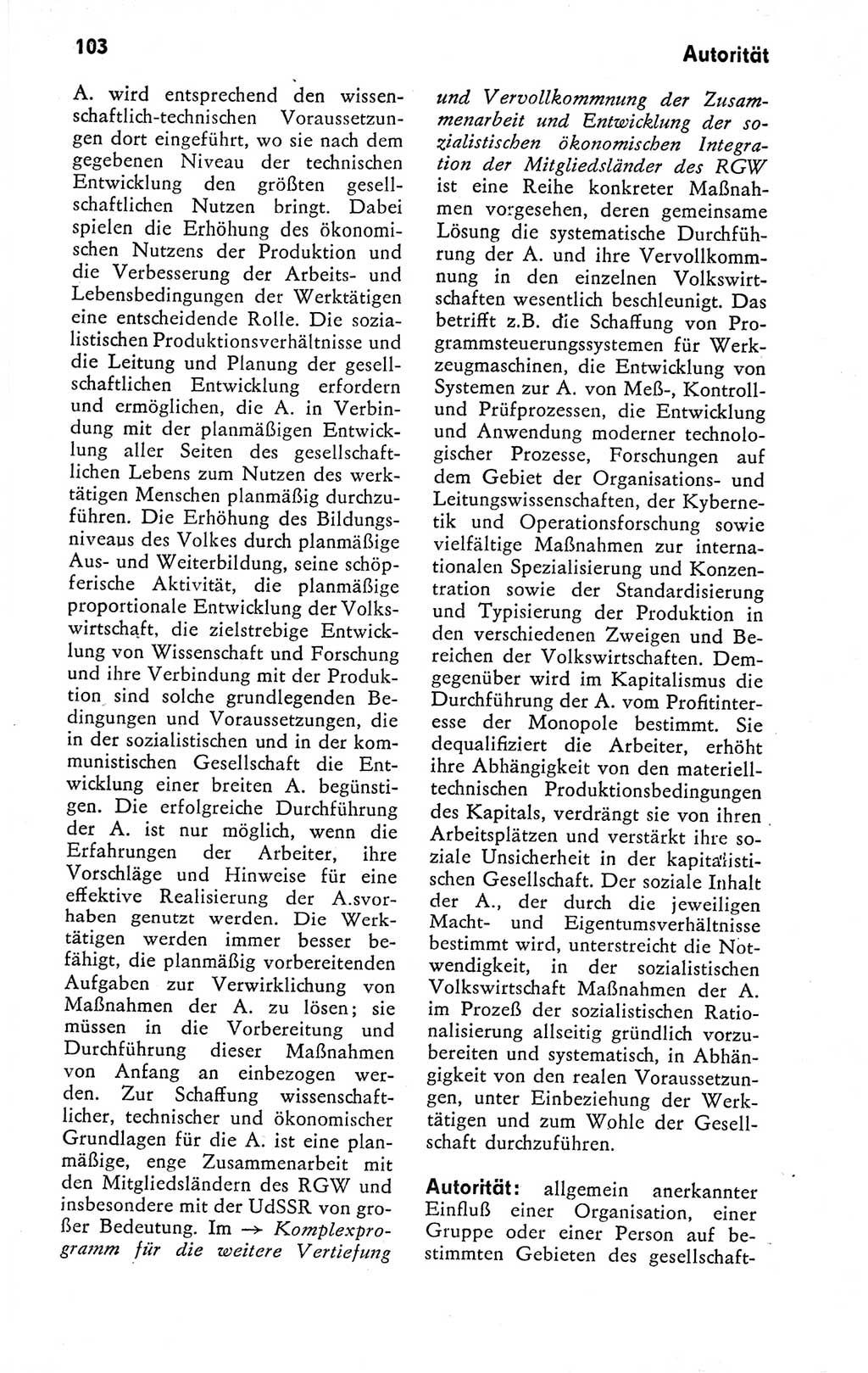 Kleines politisches Wörterbuch [Deutsche Demokratische Republik (DDR)] 1978, Seite 103 (Kl. pol. Wb. DDR 1978, S. 103)