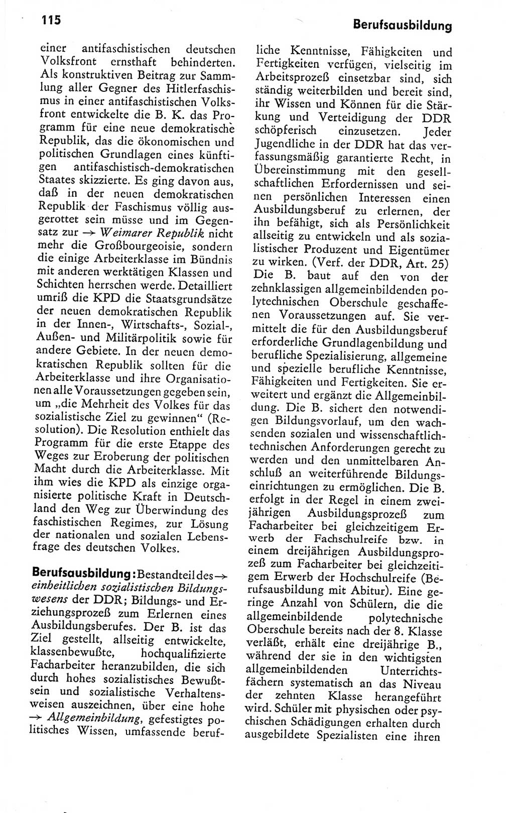 Kleines politisches Wörterbuch [Deutsche Demokratische Republik (DDR)] 1978, Seite 115 (Kl. pol. Wb. DDR 1978, S. 115)