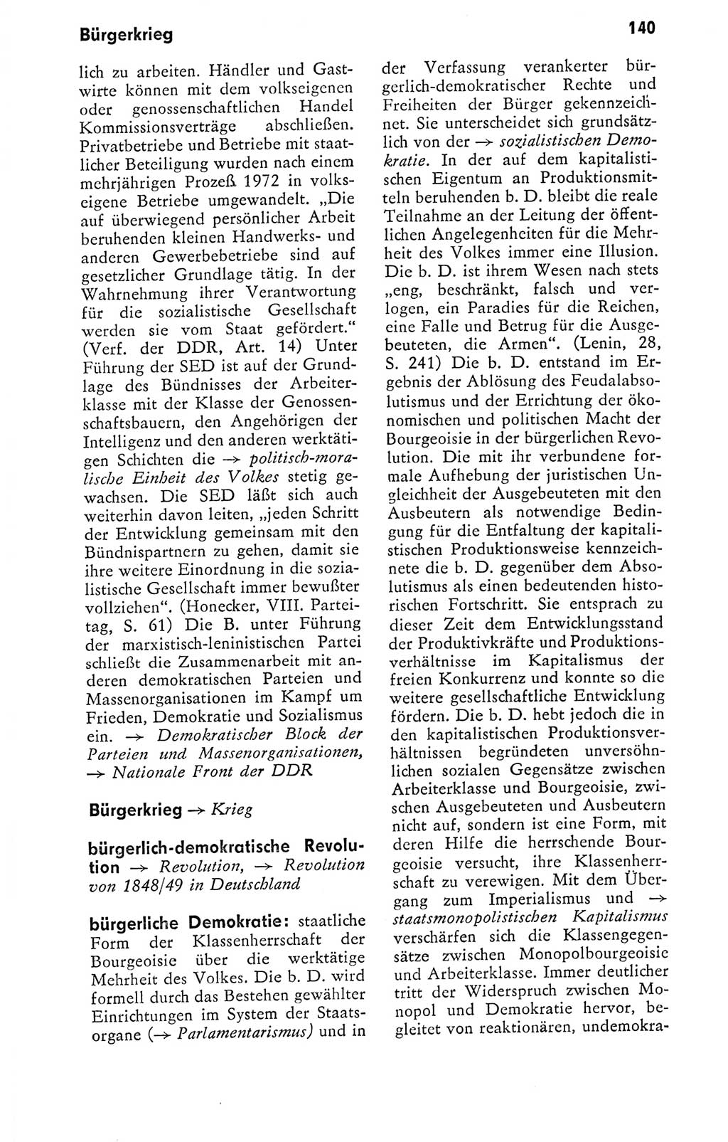 Kleines politisches Wörterbuch [Deutsche Demokratische Republik (DDR)] 1978, Seite 140 (Kl. pol. Wb. DDR 1978, S. 140)