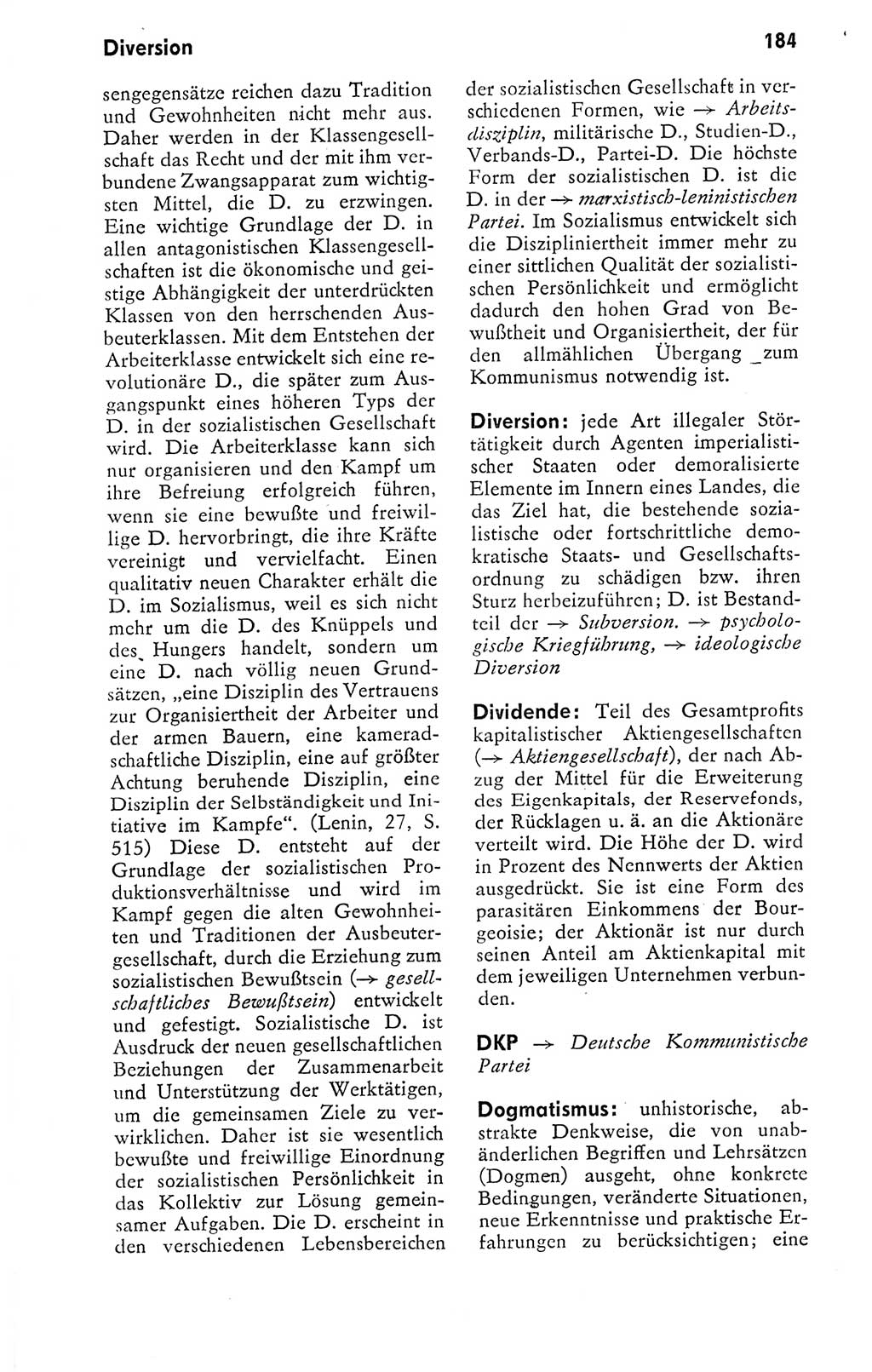 Kleines politisches Wörterbuch [Deutsche Demokratische Republik (DDR)] 1978, Seite 184 (Kl. pol. Wb. DDR 1978, S. 184)
