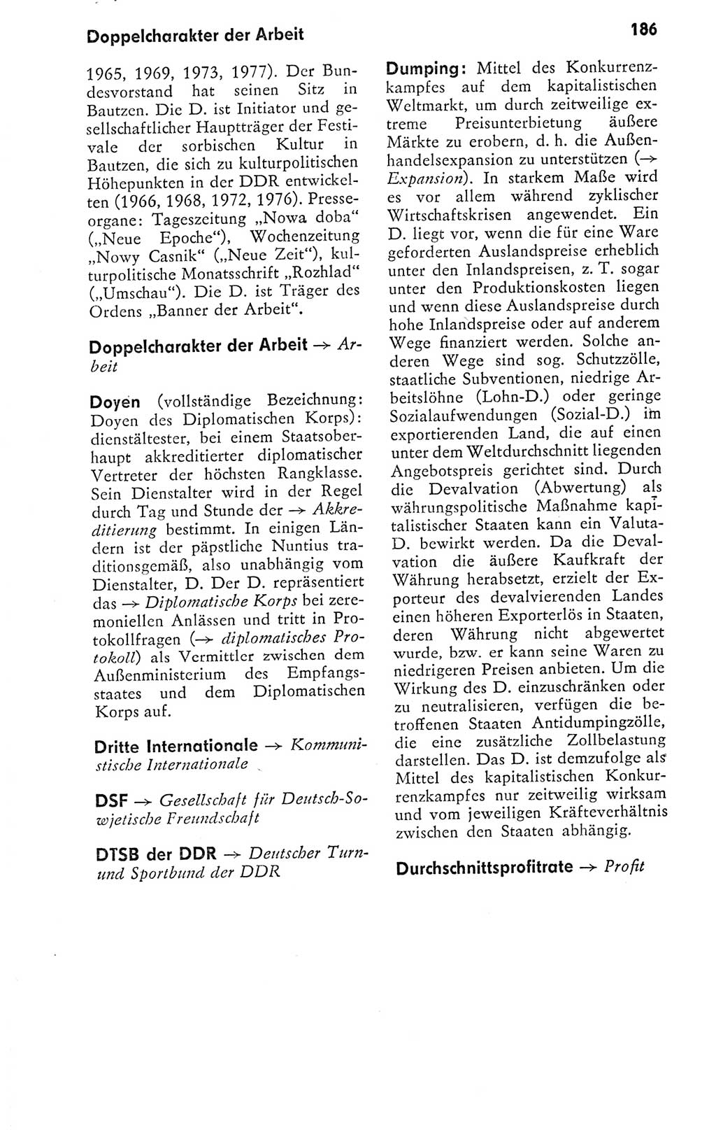 Kleines politisches Wörterbuch [Deutsche Demokratische Republik (DDR)] 1978, Seite 186 (Kl. pol. Wb. DDR 1978, S. 186)