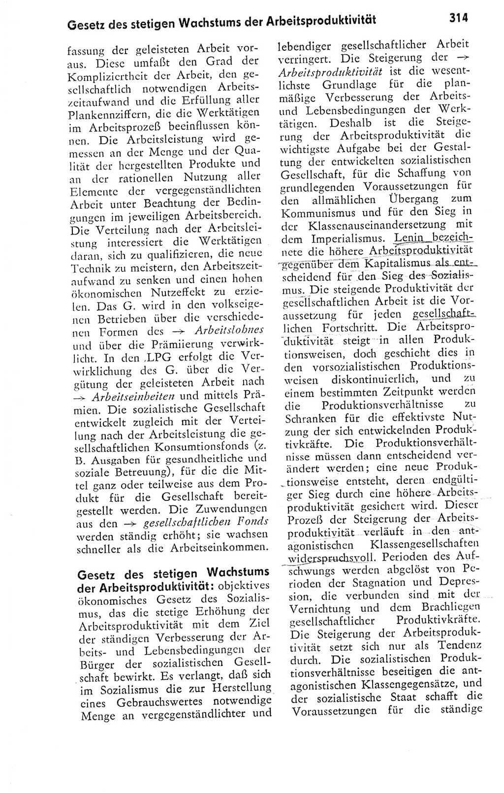 Kleines politisches Wörterbuch [Deutsche Demokratische Republik (DDR)] 1978, Seite 314 (Kl. pol. Wb. DDR 1978, S. 314)