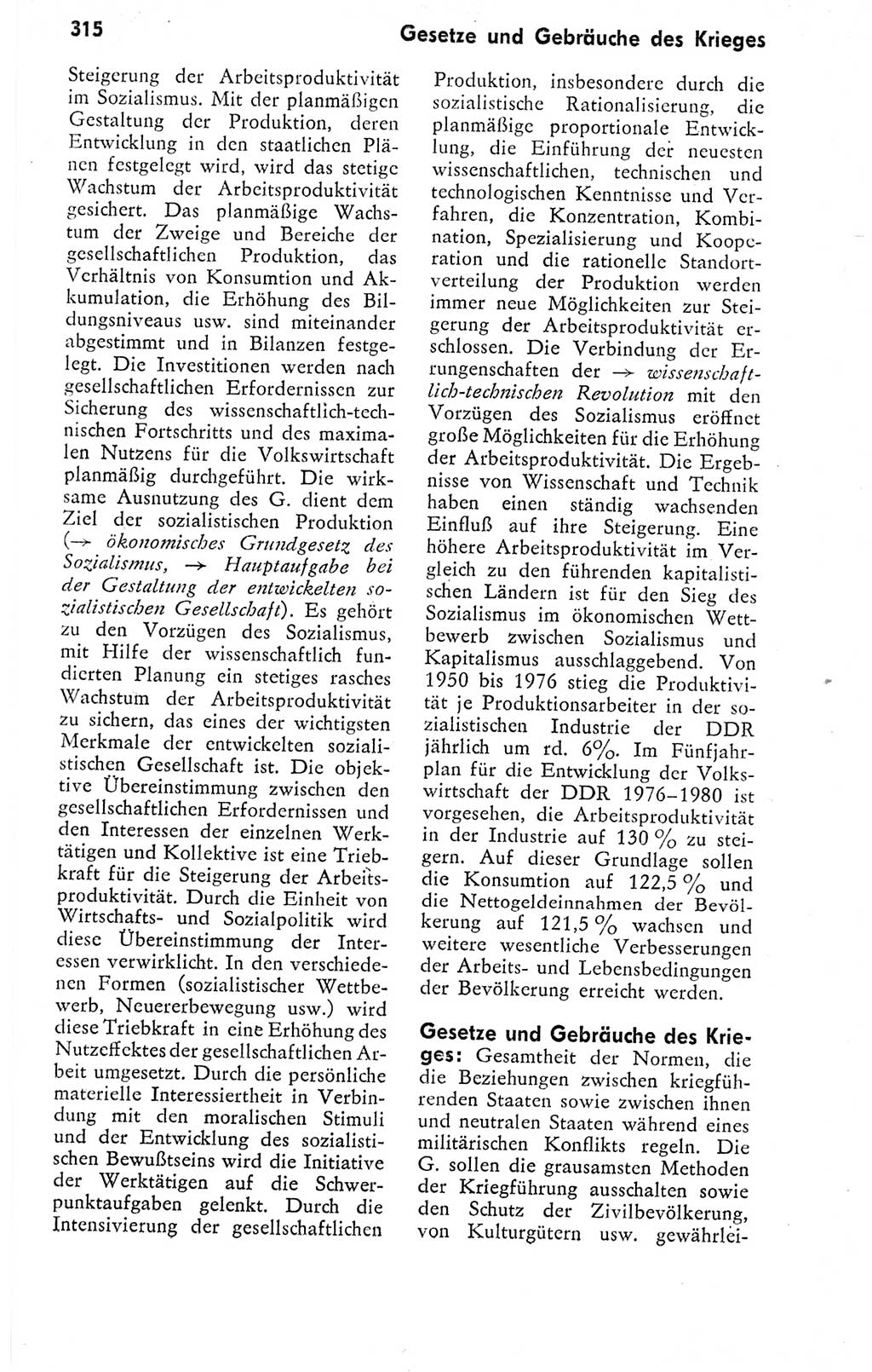 Kleines politisches Wörterbuch [Deutsche Demokratische Republik (DDR)] 1978, Seite 315 (Kl. pol. Wb. DDR 1978, S. 315)