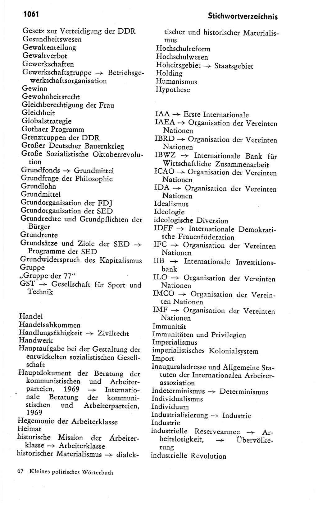 Kleines politisches Wörterbuch [Deutsche Demokratische Republik (DDR)] 1978, Seite 1061 (Kl. pol. Wb. DDR 1978, S. 1061)