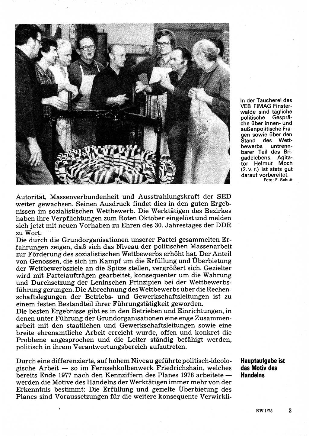 Neuer Weg (NW), Organ des Zentralkomitees (ZK) der SED (Sozialistische Einheitspartei Deutschlands) für Fragen des Parteilebens, 33. Jahrgang [Deutsche Demokratische Republik (DDR)] 1978, Seite 3 (NW ZK SED DDR 1978, S. 3)