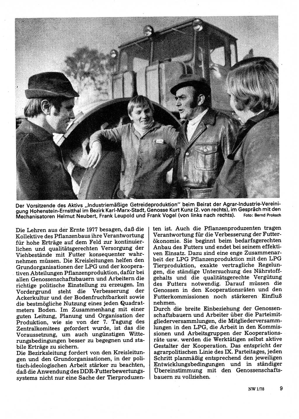 Neuer Weg (NW), Organ des Zentralkomitees (ZK) der SED (Sozialistische Einheitspartei Deutschlands) für Fragen des Parteilebens, 33. Jahrgang [Deutsche Demokratische Republik (DDR)] 1978, Seite 9 (NW ZK SED DDR 1978, S. 9)